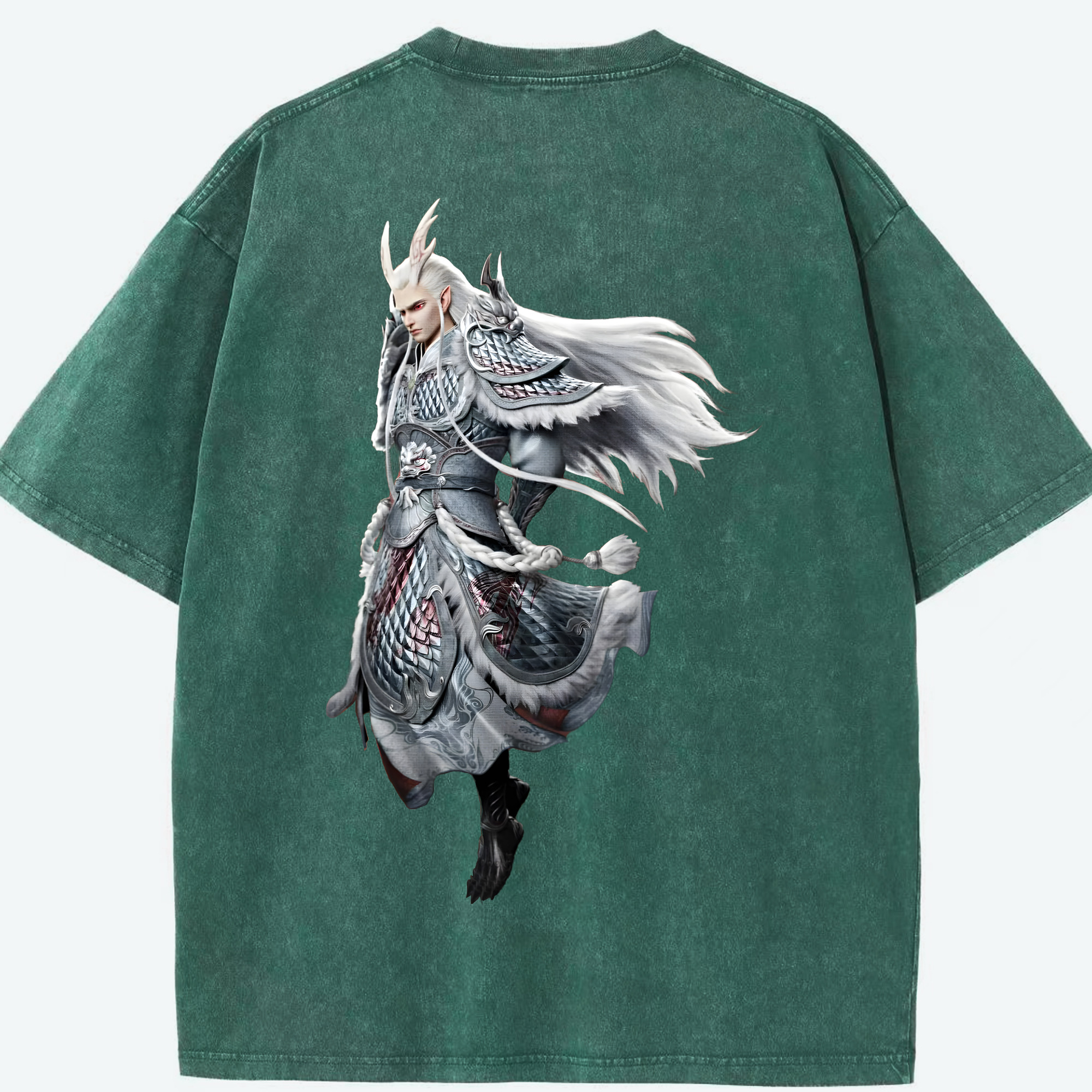 （画像用） Ne Zha 2 ナタ 魔童の大暴れ 綿100% ヴィンテージ風 半袖Tシャツ（背面プリント）